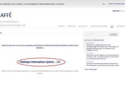 1. Zugang zum GIS auf Internetseite der Kanzlei